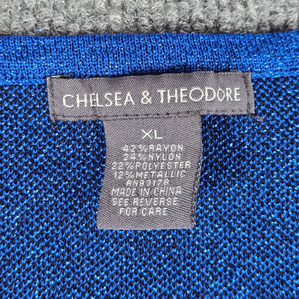 Chelsea & Theodore Tunic Sweater Womens XL Blue Ombre Metallic Knit - Picture 2 of 9